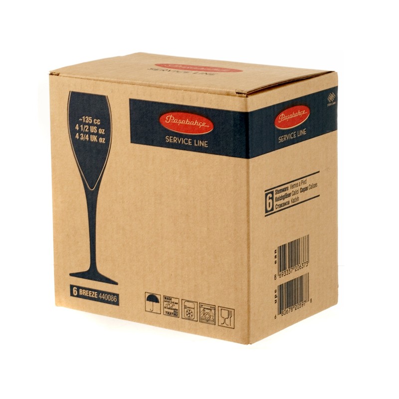 Pasabahce Breeze Glass Flute 13,5 cl, Transparent, 6 Pcs