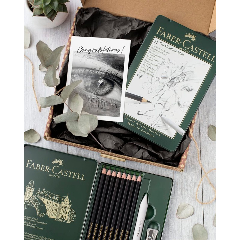 FABER-CASTELL Pitt Graphite 115220 Pencils Set Matte 11-Piece with Paper