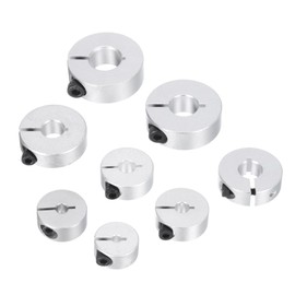 sourcing map 8pcs Single Split Shaft Collar Set 3mm 4mm 5mm 6mm 8mm 9mm 11mm 12mm Bore Drill Stop Collar Set, Aluminum Alloy Set Screw Split Clamping Collars