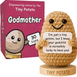 Godmother Gift for Christmas - Handmade Crochet Potato Doll with 30 Appreciation Signs for Godparents - God Mother Proposal Announcement Present for Mother’s Day - Godmother Gifts from Godchild
