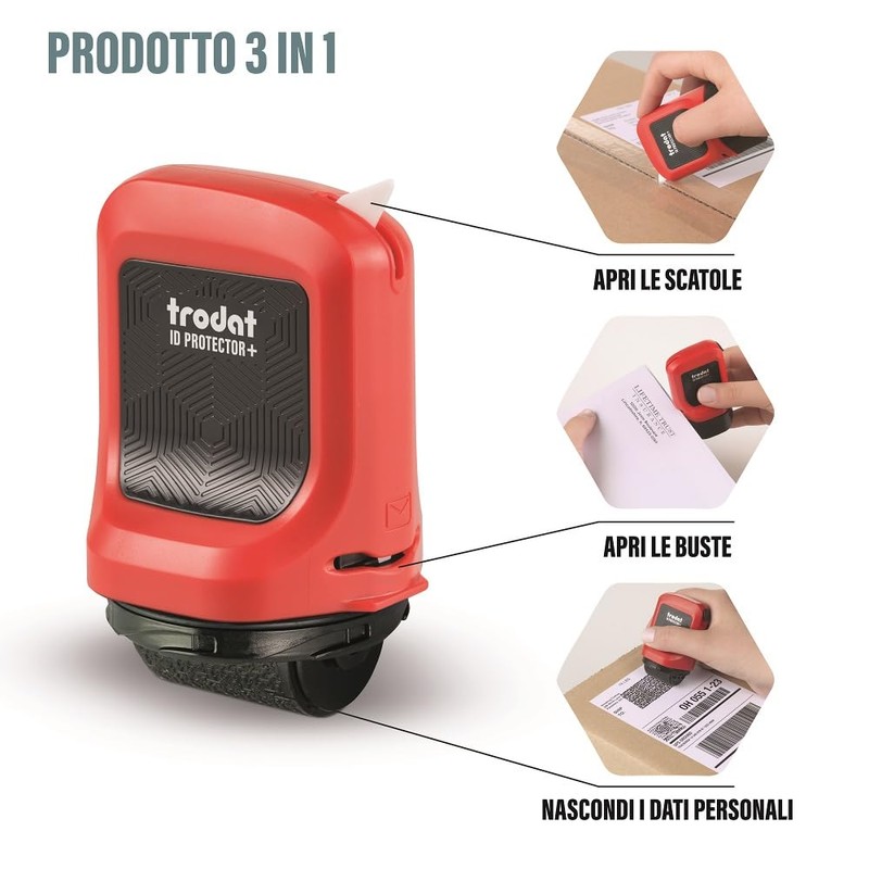 Trodat ID Protector+ Rollerball Pen (Red) - Privacy Roller Stamp