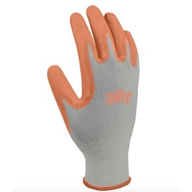 Digz Women's Stretch Knit Garden Gloves with Polyurethane Coating | Color: Gray/Orange | Size: Large
