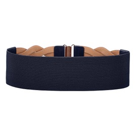GRACE KARIN Women's Elastic Vintage Belt Stretchy Retro Wide Waist Cinch Belt(Navy Blue,M)