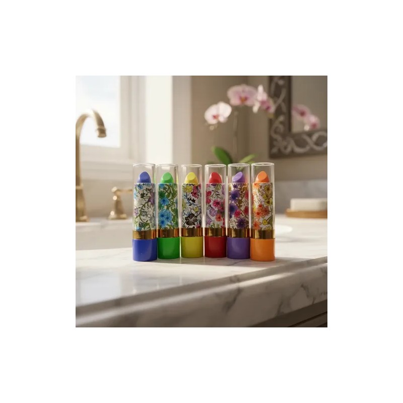 Pack 6pz De Labial Mágico Floral Para Labios Con Aroma