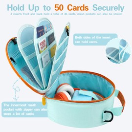 amiumuca Detachable Carrying Case Compatible with Yoto Mini(2024 Edition) & Headphone, Yoto Card Holder Hold Up to 50 Cards, Durable Storage Bag with Adjustable Shoulder Strap (light green)