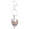 WEVENI Enamel Alloy Rhinestone Chicken Keyring Hen Key Chain Bag