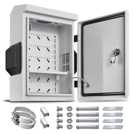 Outdoor Electrical Box, Cold-Rolled Steel Plate, Aluminum Alloy Back Beam, One-Piece Ventilation Design, IP65 Waterproof, Wall/Pole Mounted (15.7" x 11.8" x 5.9")