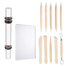 12-Piece Polymer Clay and Sculpting Tool Set with Acrylic Roller and Press Board