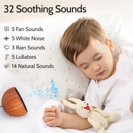 SoundMe Sleep Sound Machine White Noise with 32 Wood Grain, Grain