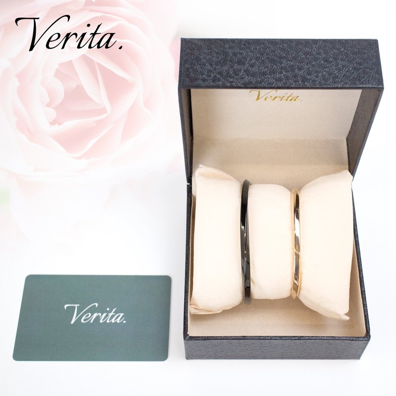Verita. Pair Bangle, Titanium, Hypoallergenic, Black & Gold, Men's &
