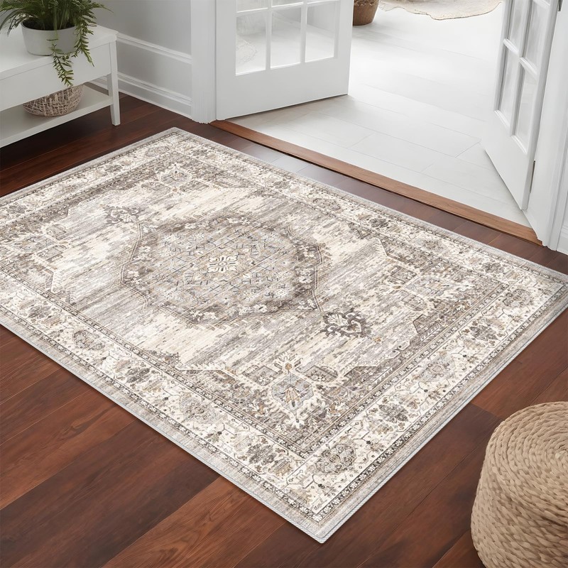 Washable Area Rugs 3x5 Entryway: Soft Ultra Thin Low Pile