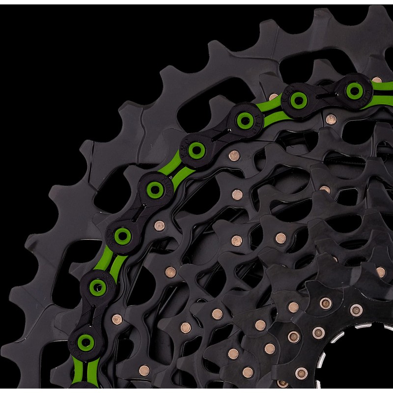 KMC Unisex's DLC 11 Speed Chain, Black/Green, 118 Links
