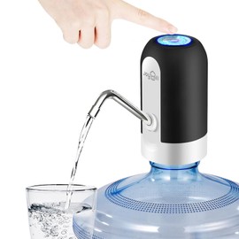JOYHILL 5 Gallon Water Bottle Dispenser, USB Charging Water Bottle Pump, Portable Water Dispenser Pump for Camping（Black）