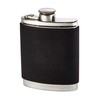 Wentworth Pewter- Black Raven Leather Pewter Kidney Flask,Hip Flask, Spirit