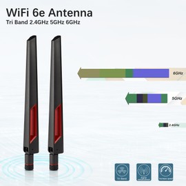 Superbat WiFi 6 6E Antenna Tri Band 2.4GHz 5GHz 6GHz RP-SMA Male WiFi Antenna for WiFi Router PC Desktop PCIe WiFi Card WiFi IP Security Cameras USB Adapter Motherboard Antenna 2-Pack