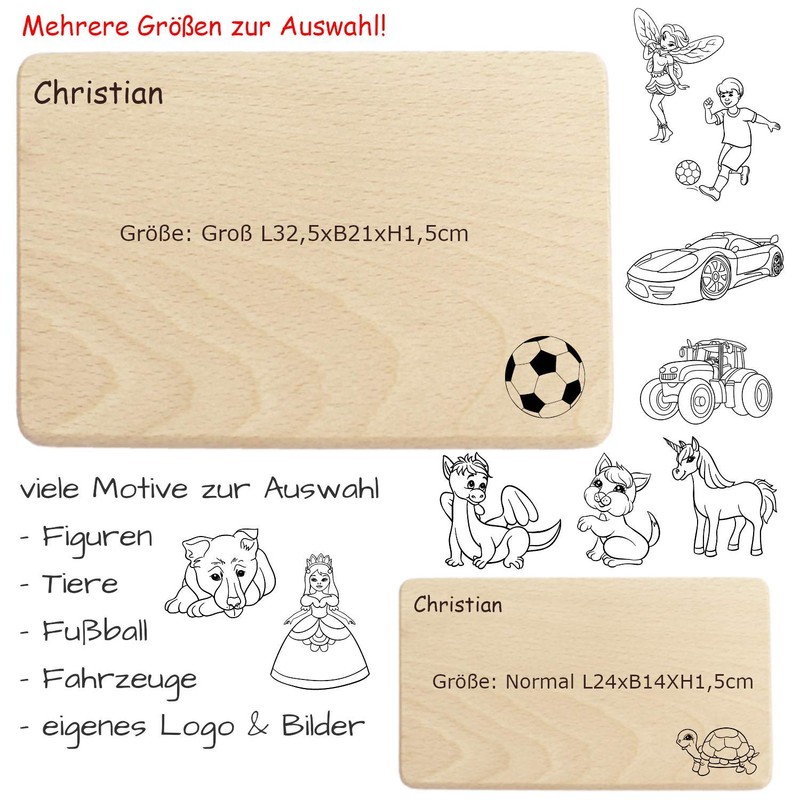 Geschenkissimo Breakfast Board / Bread Board with Name, Saying, Motif,