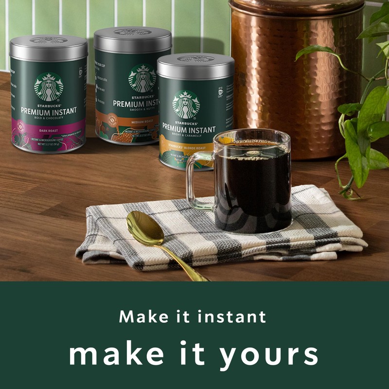 Starbucks Premium Instant Coffee, Medium Roast Coffee, Arabica Beans, Three