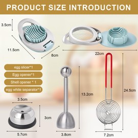 Zyiphor 4 Stück Eierschneider Set, 1 Eierschneider + Eierschalensollbruchstellenverursacher + Eierpiekser Eierstecher + Eiertrenner für Küche, Esszimmer, Bar