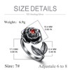 AOBOCO Rose Urn Rings for Women Sterling Silver Black Rose