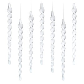 COMONS 30PCS Christmas Ivory White Icicle Ornaments,Threaded Ice Strips Decorative Christmas Tree Hangings for Xmas Party,Wedding.(5.82")
