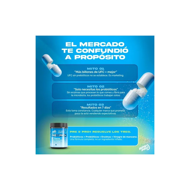 Probióticos y Prebióticos BPN Pro con Enzimas Digestivas, para la