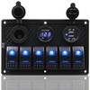 FXC Waterproof Marine Boat Rocker Switch Panel 6 Gang with