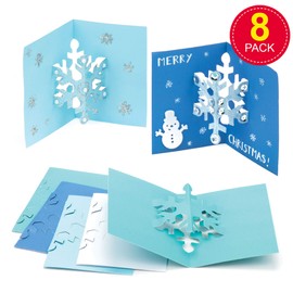 Baker Ross AV889 Snowflake Pop Creative Christmas Art and Craft Supplies for Kids' Projects, Card Making, and Decoration (Pack of 8), Assorted
