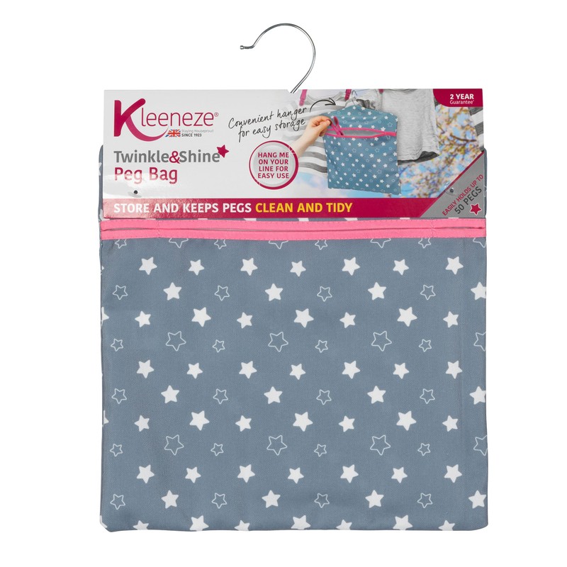 Kleeneze KL081599EU7 Twinkle & Shine Peg Bag with Hanger, Easy