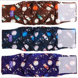 MICOOYO Belly Bands for Male Dogs - 3 Pack Reusable Dog Diapers Male for Puppy Doggie, Washable Male Dog Wraps XSmall (XXL, Space)