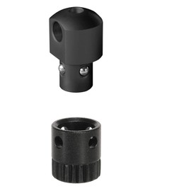 HALDER Unisex - Adult Push & Go Stud Adapter + Socket, Diameter 6 x 1 mm, Black, with Mounting Socket for Mounting in Wood, 6.0 mm