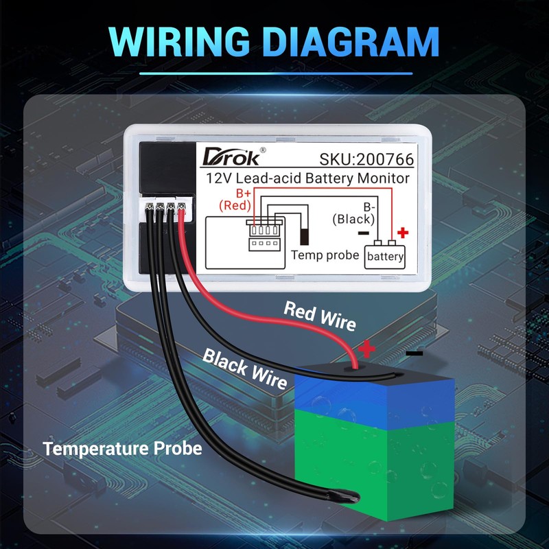 DROK RV Battery Monitor 12v, 10-100v Digital Voltage Meter Battery