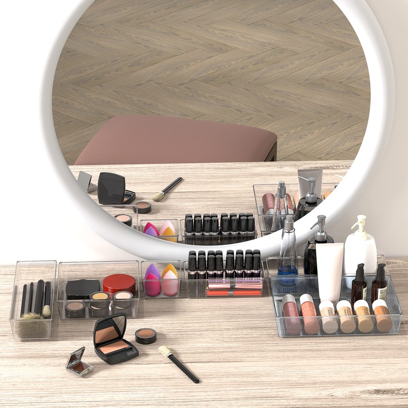 Simple Houseware 30 Pack Clear Plastic Drawer Organizers(9S, 10M, 7L,