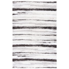 SAFAVIEH Berber Shag Collection Area Rug - 5'5" x 7'7", Light Grey & Dark Grey, Stripe Design, Non-Shedding & Easy Care, 1.25-inch Thick Ideal for High Traffic Areas in Living Room, Bedroom (BER567F)