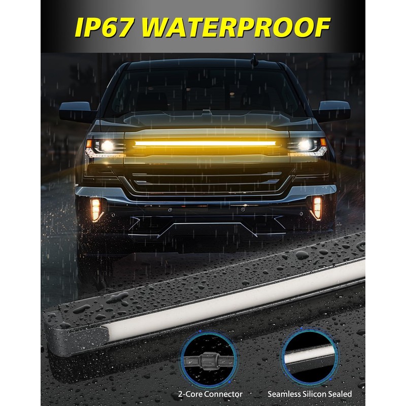 AKD Part 37" DRL Amber LED Grille Kit Front Grill
