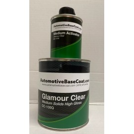 Automotive Basecoat High Gloss Urethane Clear Coat Quart Kit 4:1 w/ Medium Activator