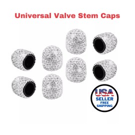 Unbranded 4PCS Universal Faux Crystal Tire Valve Stem Caps Color Silver Easy to Install