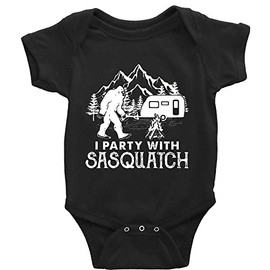 GKrepps I Party With Bigfoot Sasquatch Design Unisex Toddler Rompers Short Sleeve