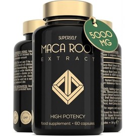 Maca Root Capsules 5000mg - Black & Yellow Maca Tablets for Women & Men - High Potency Herbal Booster - Macca Root Powder Extract 60 Capsules - Vegan Supplement