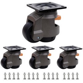 Leveling Casters Heavy Duty，Set of 4, with Upgraded Ratchet Handle Design, Adjustable Casters with Feet for Workbench,Equipment,Shelves,Swivel Caster Wheels,Total Capacity 3300Lbs（80F）