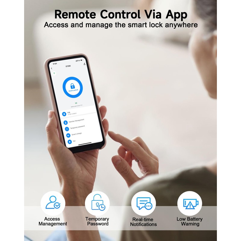 WiFi Smart Lock ST380 with 2 Lever Handles Set, Fingerprint