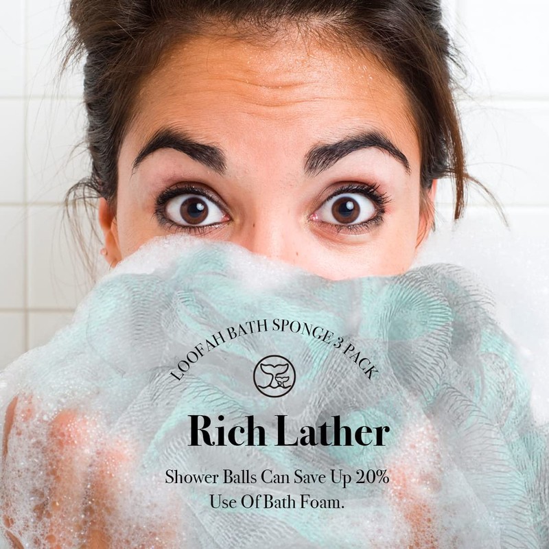 Loofah Sponge Bath Sponge for Women Men 4 Pack (Purple