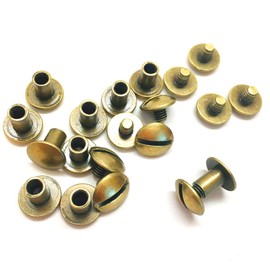 1/4" Belt Screws Post Assembly Bolt DIY Fastener Chicago Screw Leather Craft - Brass, 10pcs/Pack