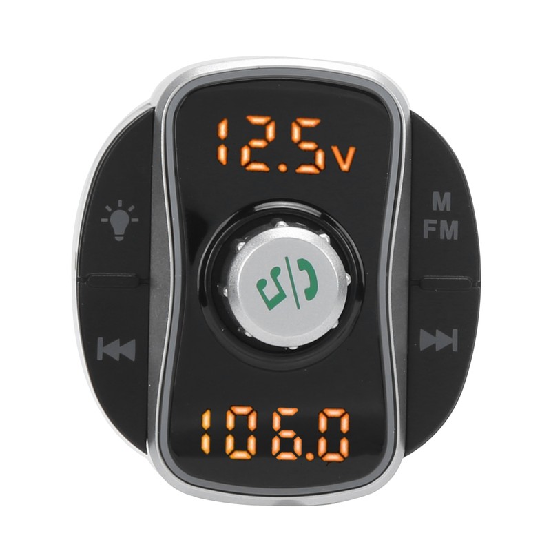 Bluetooth 5.0 FM Transmitter Dual Screen Display 3 USB Ports