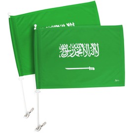 World Cup 2022 Saudi Arabia Car Flag 2 PCS 32 Country Bandera Para Carro Auto Decorations Banner For Window Decor Clip Pole Accessories FIFA Sports Fans Outdoor Football Soccer Saudi Gifts Made In USA