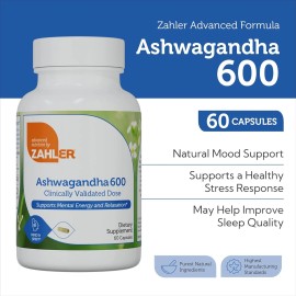 Zahler Ashwagandha Capsules, KSM-66 Aswhagandha 600mg Supplement, Relaxation...