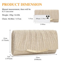 UBAYMAX Evening Bag Clutch Purses for Women Lady Girl Handbags Crossbody Bag Wedding Bag for Prom Cocktail Party Wedding Engagement (Champagne)