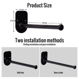 XINYUWIN Single Section Stainless Steel Clothes Hanger Storage Rack,Coat Hanger Organizer,Wall Mount Garment Holder Rack Adhesive OR Drilling Installation Black (Length 7.8")