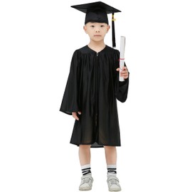 GraduationMall Nursery Academic Graduation Gown with Mortarboard Hat Black