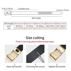 ROYAL BAGGER Men's Genuine Leather Ratchet Belt for Dress & Casual Wear, Trim-to-Fit Design, Elegant Gift Box 01 (WB01-Black,31.49'' to 34.25'' Waist Adjustable)