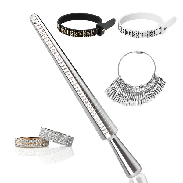 UTOCLEC 4 Stück Ringgrössenmesser Set, Ringgrößenmesser, Ringschablone Kostenlos, Ringstock, Ringmaß